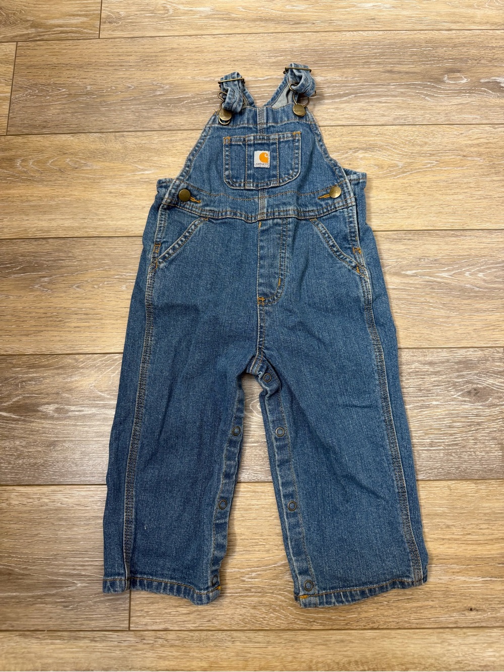 Carhartt Kids Denim Overalls in Medium Blue